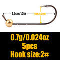 B&U 5pc Micro Jig Head Hooks 0.5g–4g | Soft Worm Fishing Jig Head Hooks P3 0.7g 2