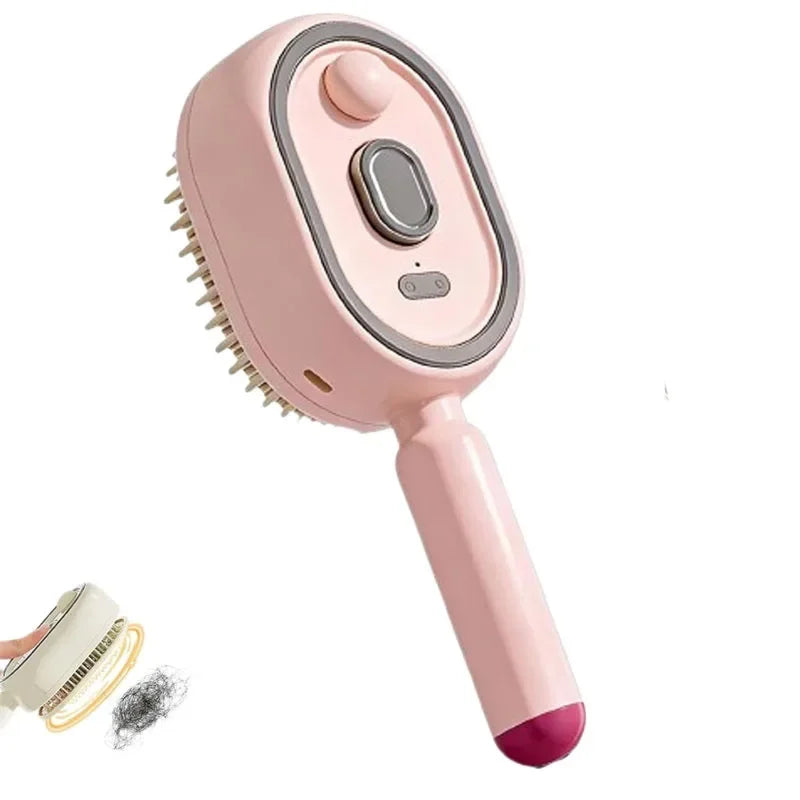 3-in-1 Electric Spray Massage Hair Brush | Anti-Static Comb Electric Hair Brush P3 Pink
