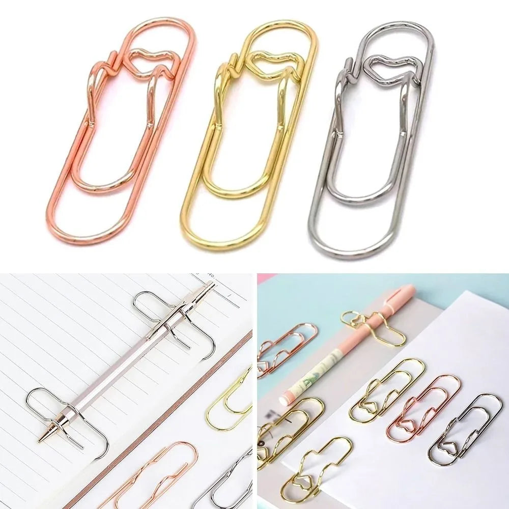 Heart-Shaped Metal Pen Clip – Notebook Stationery Accessory Notebook Pen Clip P3