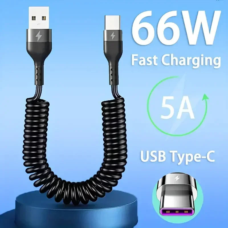 66W Retractable USB-C Fast Charging Cable – 5A | 1M/1.8M/2M Retractable Charging Cable P3