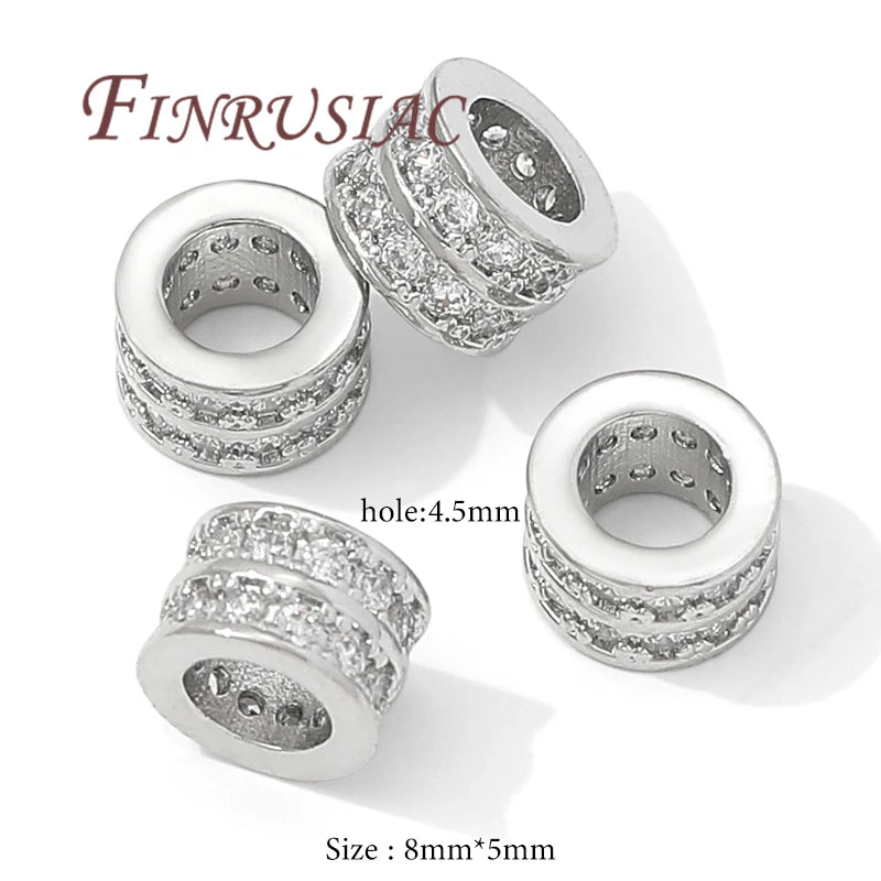 18K Gold Plated Spacer Beads 8mm×5mm | DIY Jewelry Making Jewelry Spacer Beads P3 Rhodium Plated 2 pieces