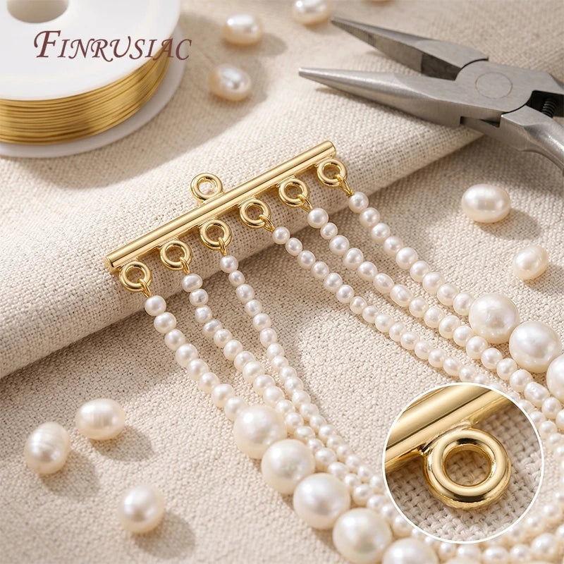 18K Gold Plated 6-Hole Multi-Strand Necklace Clasp | DIY Jewelry Findings Clasp P3