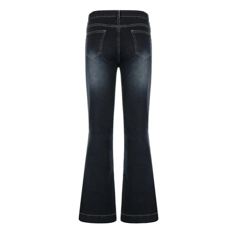 Y2K Flare Jeans Women Low Rise Vintage Distressed Streetwear Flare Jeans P3