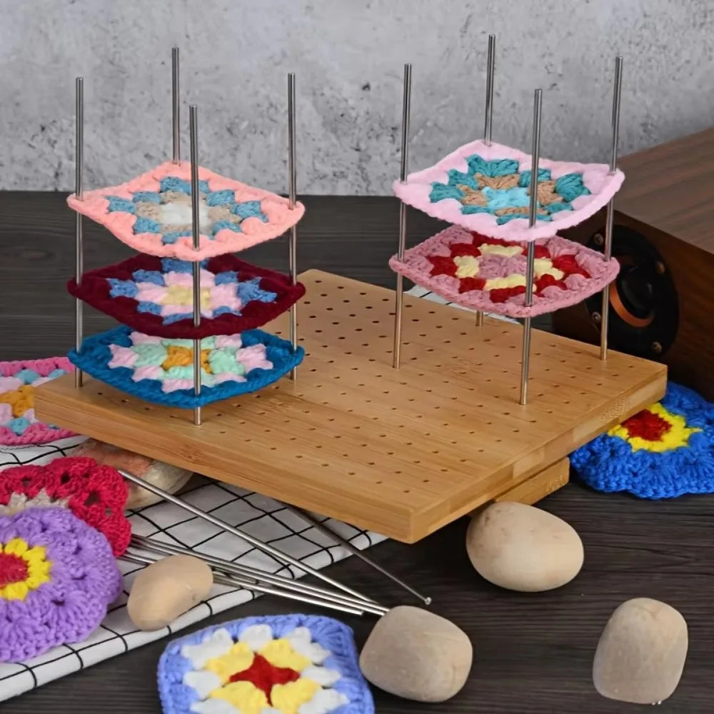 Bamboo Crochet Block Plate – Knitting Grid Weaving Board Crochet Knitting Board P3