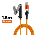 3-in-1 65W Fast Charging Cable with Foldable Phone Stand USB Charging Cable P3 Orange 1.5m