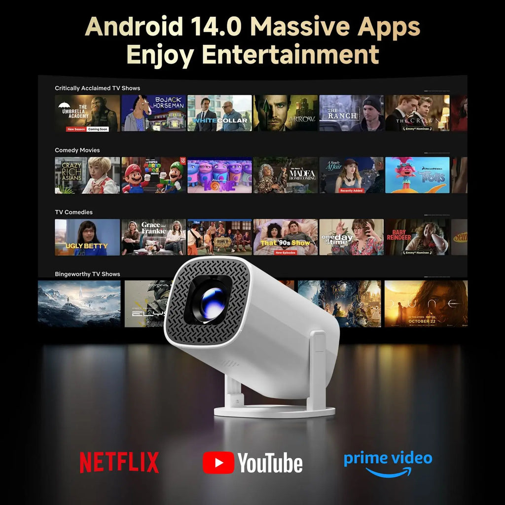 HONGTOP P30 Pro Mini Projector – Android 14, WiFi6, 4K Support Smart Mini Projector P3