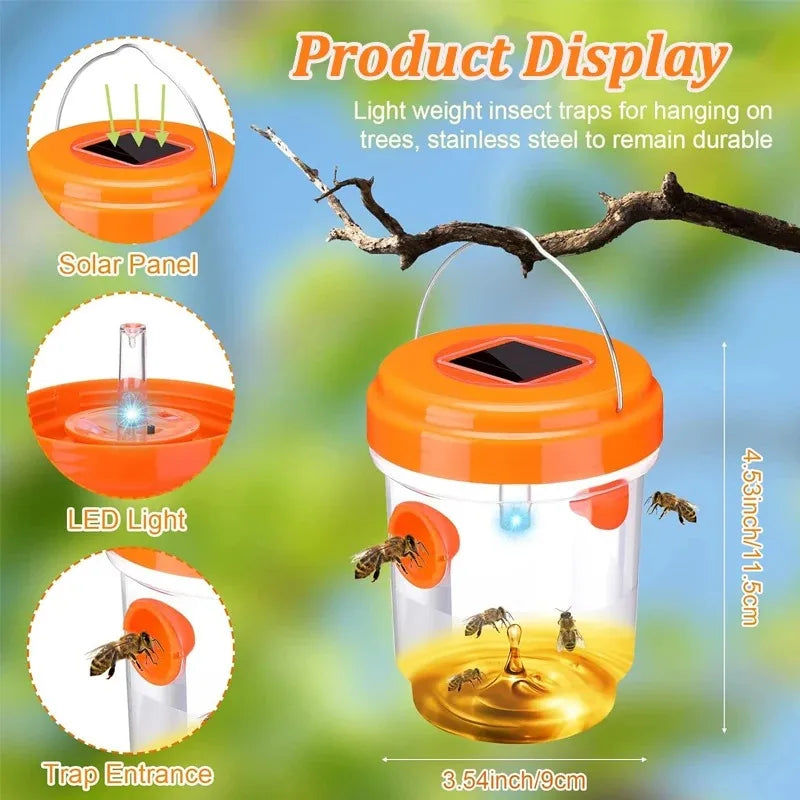 Solar Wasp Trap Outdoor UV LED – Non-Toxic Insect Bee Catcher Solar Insect Trap P3