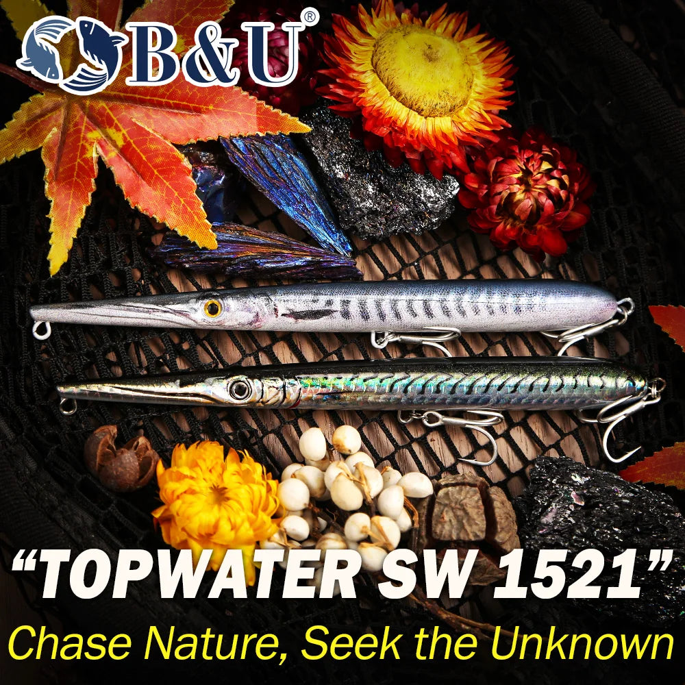 B&U Saltwater Topwater Pencil Lure | GT Tuna Hard Floating Lure Topwater Fishing Lure P3