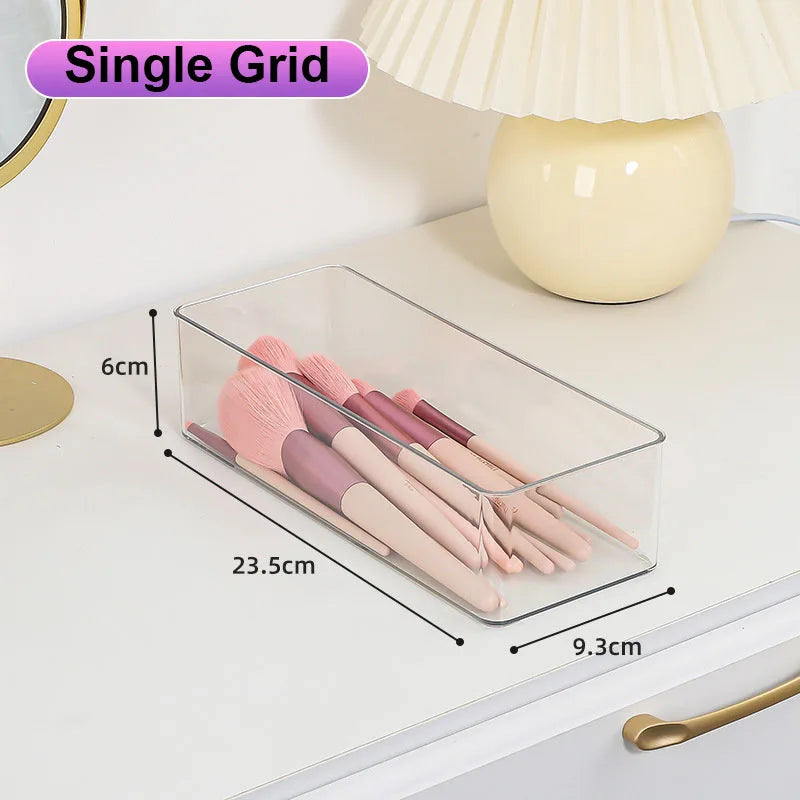 Clear Acrylic Makeup Organizer – Layered Desktop Storage Box Makeup Storage Organizer P3 Single Grid
