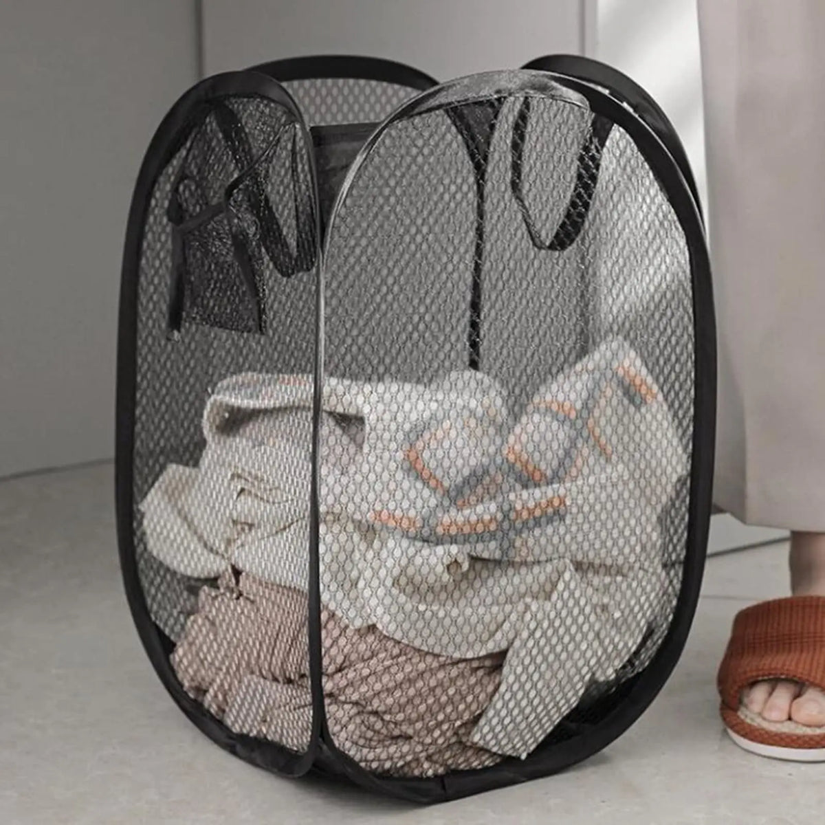 Folding Laundry Basket – Collapsible Mesh Hamper & Organizer Laundry Basket P3