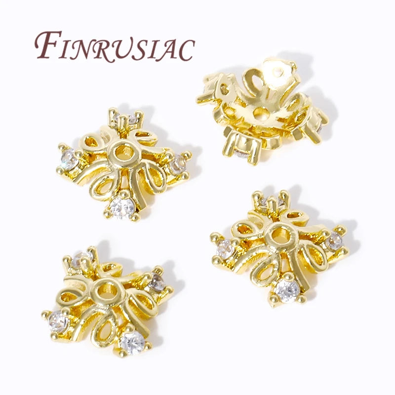 18K Gold Plated Brass Zircon Bead Caps – DIY Jewelry Findings Jewelry Bead Caps P3