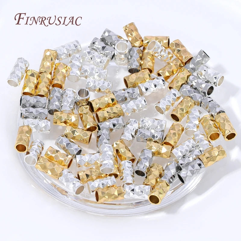 50Pcs Rhodium Plated Tube Spacer Beads | DIY Jewelry Making Jewelry Spacer Beads P3