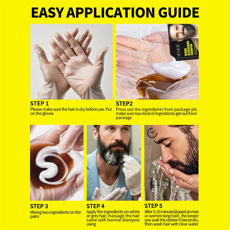 Sevich Black Beard Dye Shampoo – Natural Temporary Color for Men Beard Dye Shampoo P3