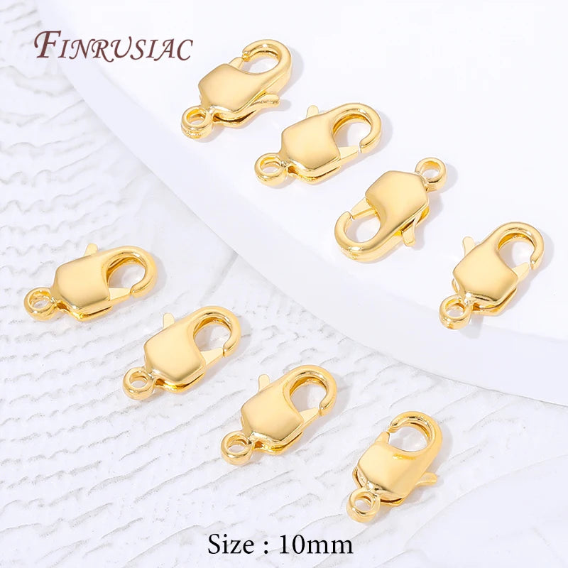 18K Gold Plated Lobster Clasps 10mm 12mm – DIY Jewelry 5/10Pcs Jewelry Clasp Findings P3 18K Gold Plated 10 Pcs