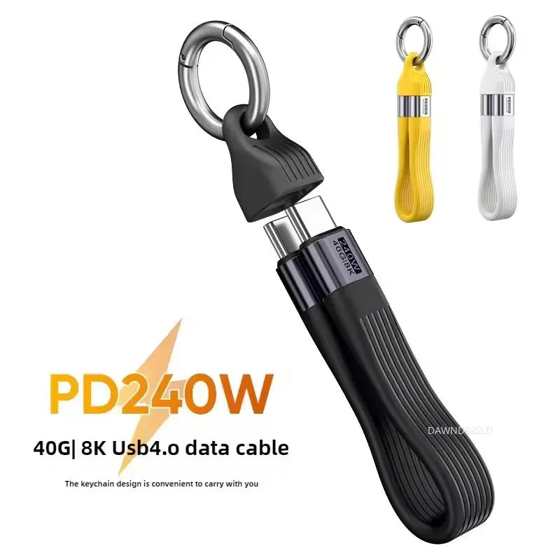 USB4 240W 40Gbps USB-C Keychain Cable – 8K Fast Charge USB-C Charging Cable P3
