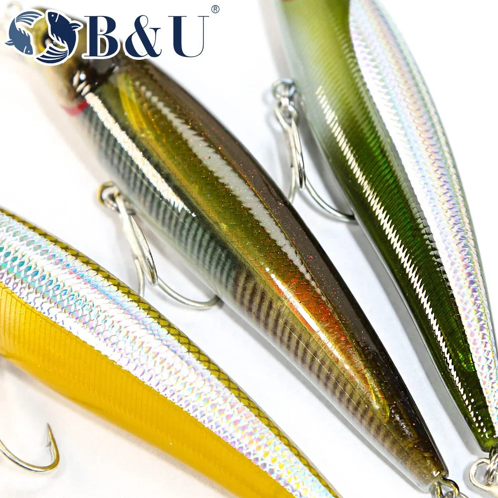 B&U Minnow Jerkbait Lure – Saltwater Bass Pike Wobbler Fishing Jerkbait Lure P3
