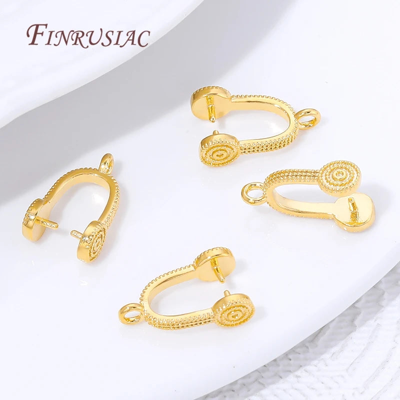 18K Gold Plated Brass Pinch Bails – Concentric Circle Pendant Clips Jewelry Findings P3