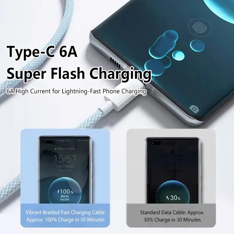 100W USB-C to USB-C Braided Fast Charge Cable | 6A, 1M USB-C Charging Cable P3