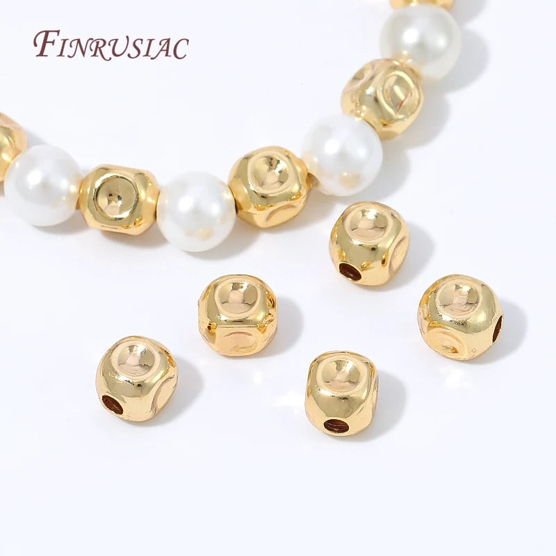 18K Gold Plated Spacer Beads | Brass Crushed Beads 10/20Pcs Jewelry Spacer Beads P3