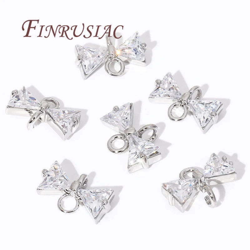 18K Gold Plated CZ Crystal Bowknot Charm Connectors | DIY Jewelry Jewelry Charm Connectors P3
