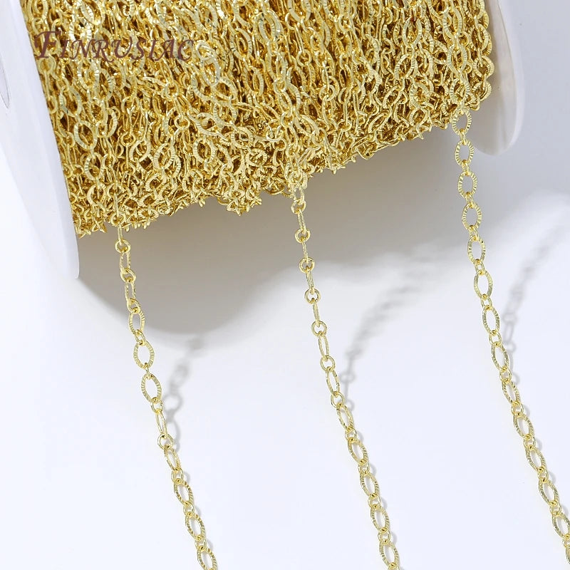18K Gold Plated Oval Embossed Link Chain – DIY Jewelry Making DIY Jewelry Chain P3