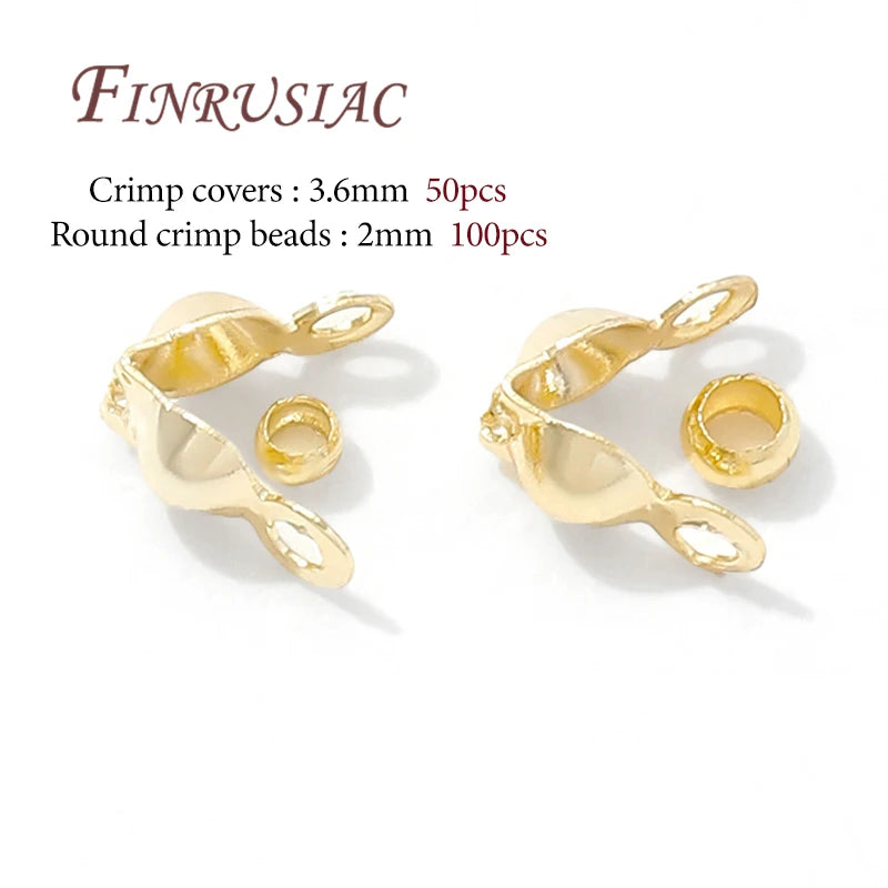 100pcs 18K Gold Plated Crimp Beads & Connector Clasps – DIY Jewelry Jewelry Making Findings P3 14K Real Gold Plated