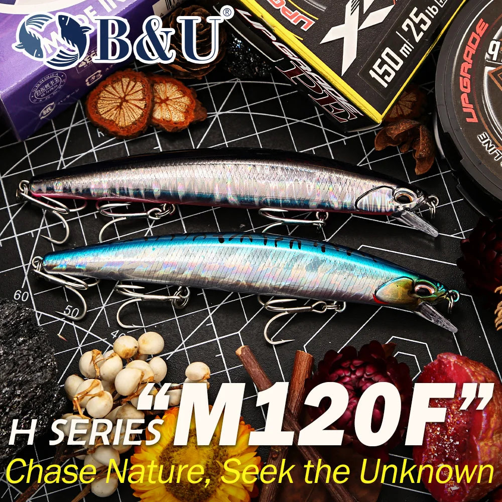 B&U 120mm Saltwater Floating Minnow Lure – Long Cast Jerkbait Saltwater Fishing Lure P3