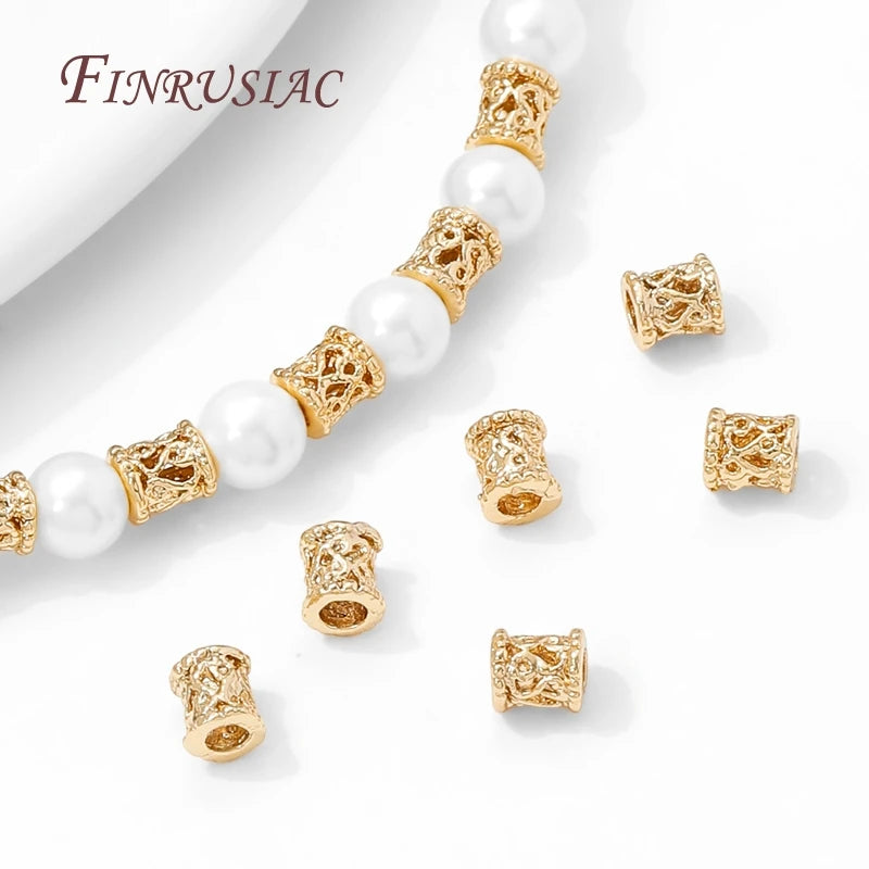 18K Gold Plated Brass Barrel Beads | DIY Jewelry Making Jewelry Making Beads P3