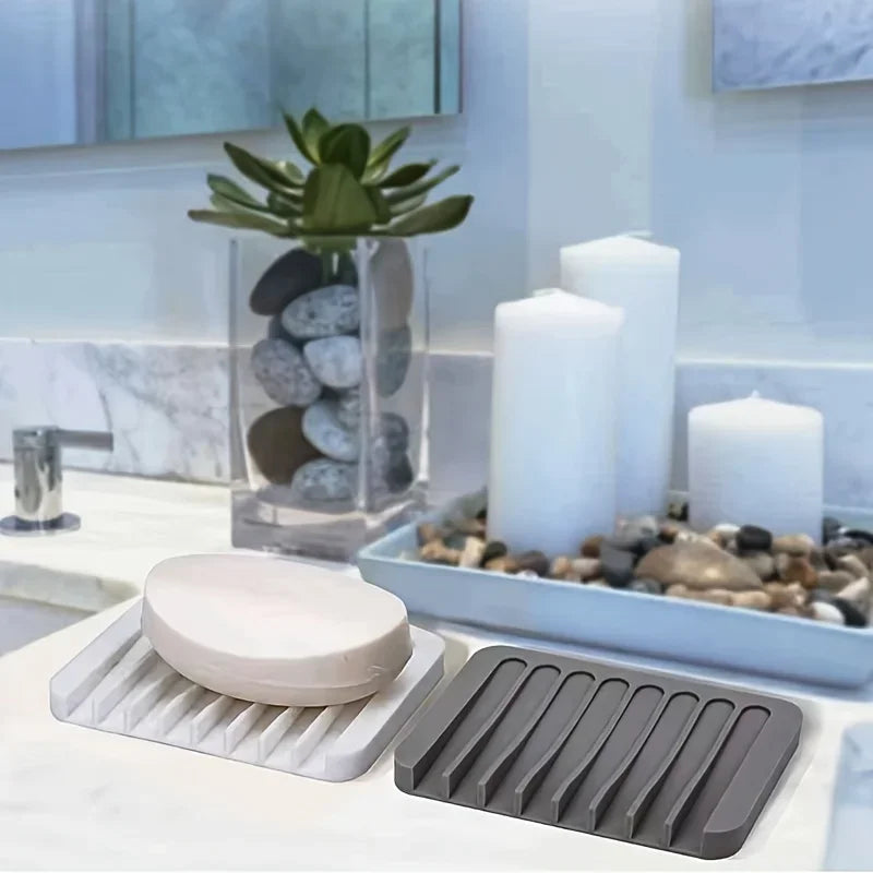 Silicone Draining Soap Dish – Non-Slip Flexible Soap Holder Soap Dish Holder P3
