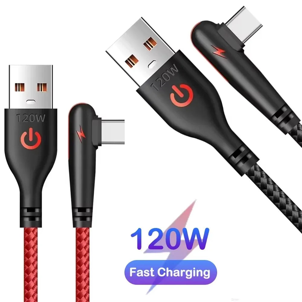 120W USB-C 90° Elbow Fast Charging Cable | Braided Type-C USB-C Charging Cable P3