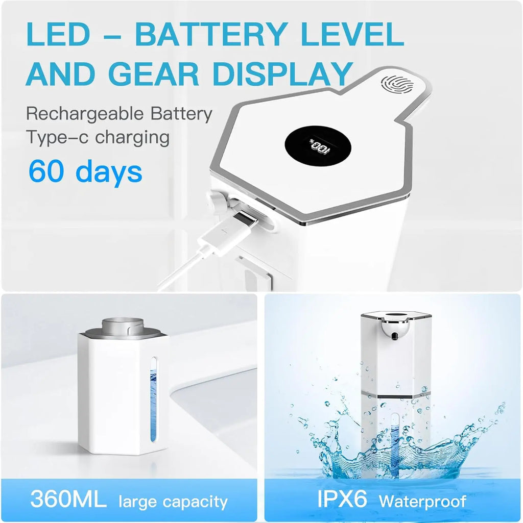 DUTRIEUX Touchless Foaming Soap Dispenser USB Wall Mount 360ml Soap Dispenser P3