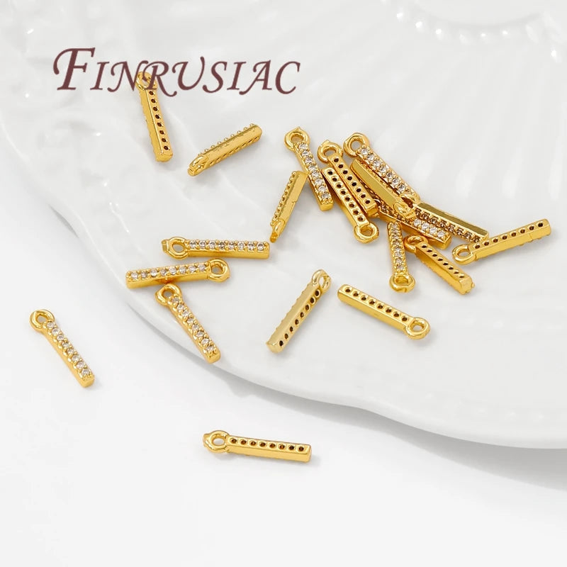 18K Gold Plated Brass Zircon Charms – DIY Jewelry Pendants Jewelry Charm Findings P3