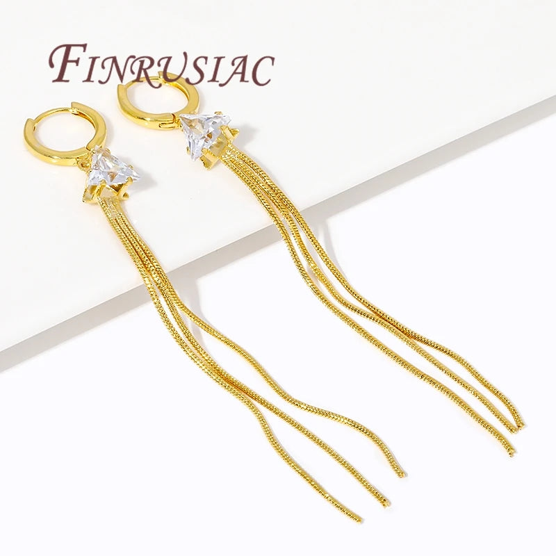 18K Gold Plated CZ Tassel Charm – Ball Chain Earring Findings Jewelry Making Findings P3
