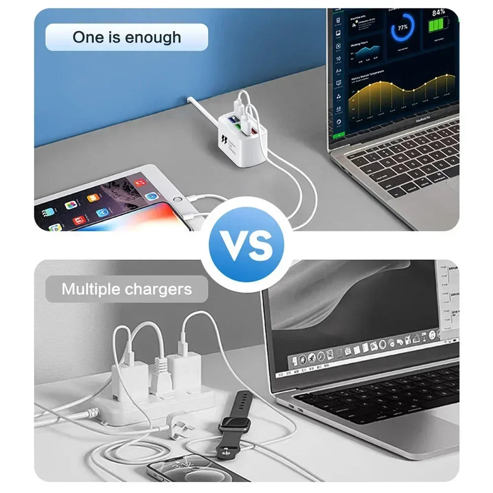 6-in-1 USB Desktop Charging Station – 30W Fast Charge Hub USB Charging Station P3