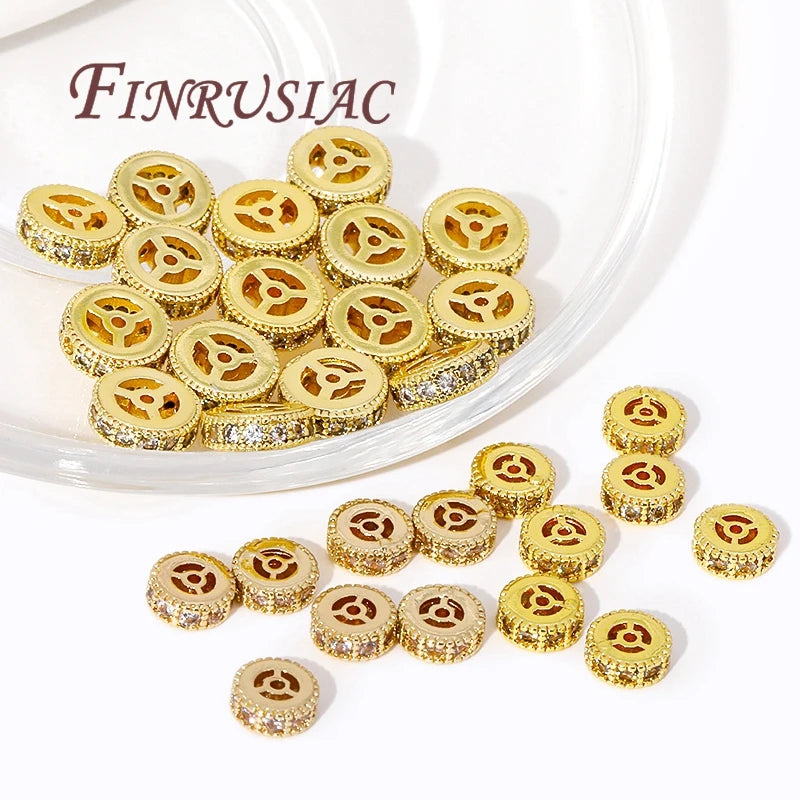 14K/18K Gold Plated Zircon Round Spacer Beads | DIY Jewelry Jewelry Spacer Beads P3