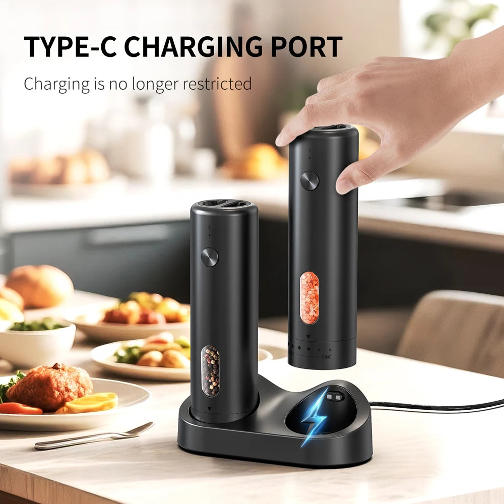CLITON Electric Salt & Pepper Grinder Set | USB-C Rechargeable Electric Spice Grinder P3