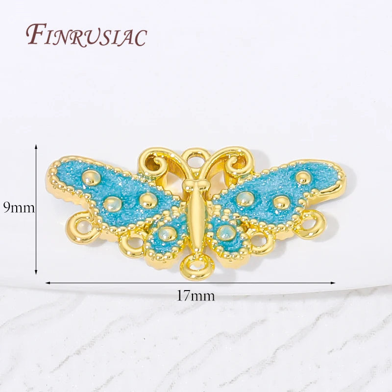 18K Gold Plated Blue Enamel Butterfly Connector Charm | DIY Jewelry Jewelry Connector Charm P3 18K Gold Plated 6 pieces
