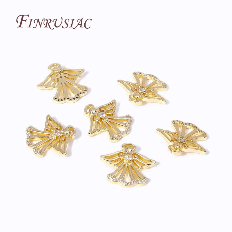 18K Gold Plated Angel Charm Pendant – Zircon DIY Jewelry Finding Jewelry Charm Pendant P3