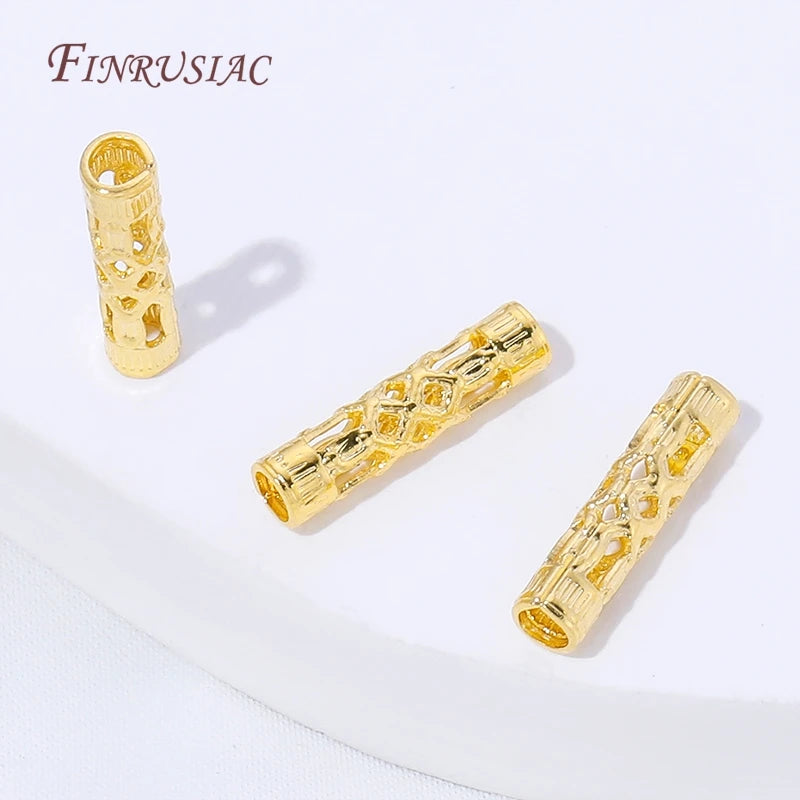 18K Gold Plated Filigree Cylinder Tube Spacer Beads | DIY Jewelry Jewelry Spacer Beads P3