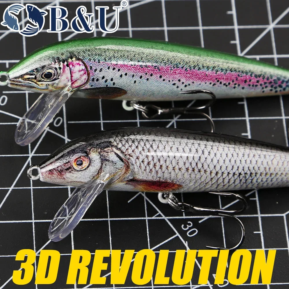 B&U 80mm Sinking Minnow Jerkbait – Bass Pike Perch Trout Lure Sinking Minnow Lure P3