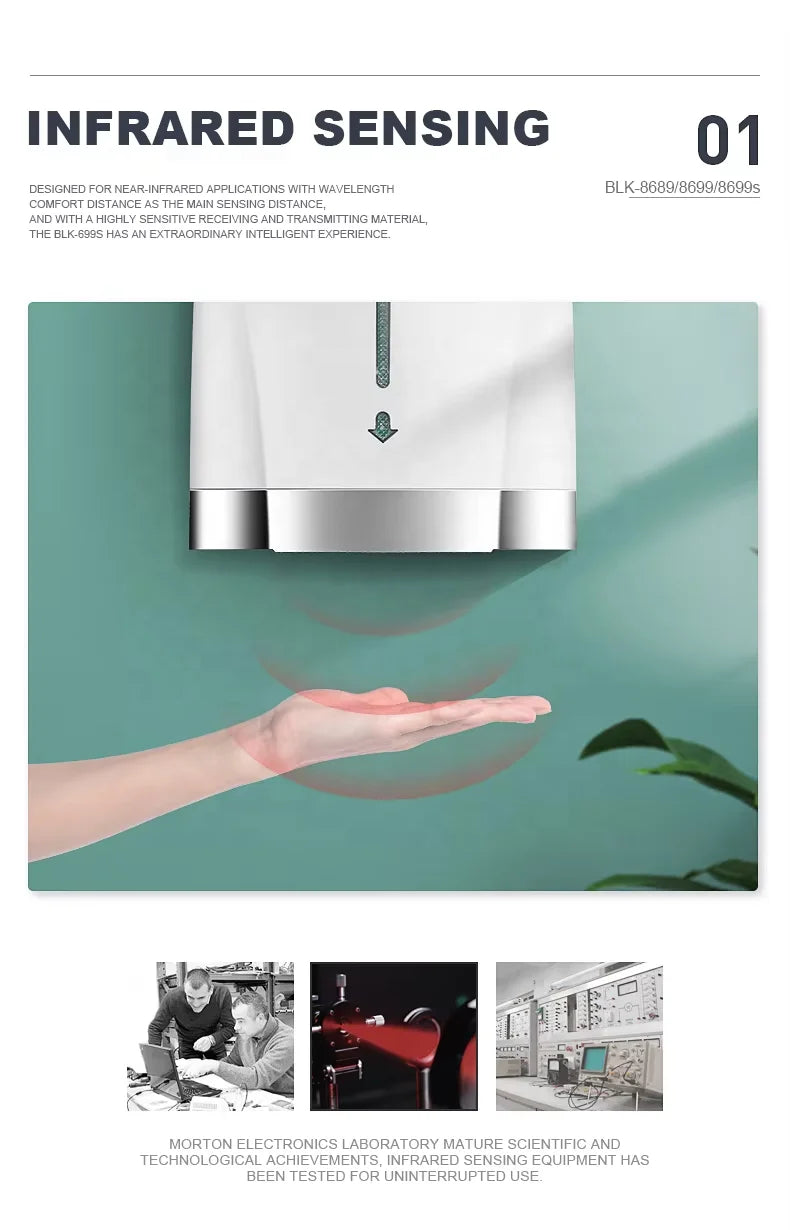 DUTRIEUX 1800W Wall-Mount Touchless Automatic Hand Dryer Electric Hand Dryer P3
