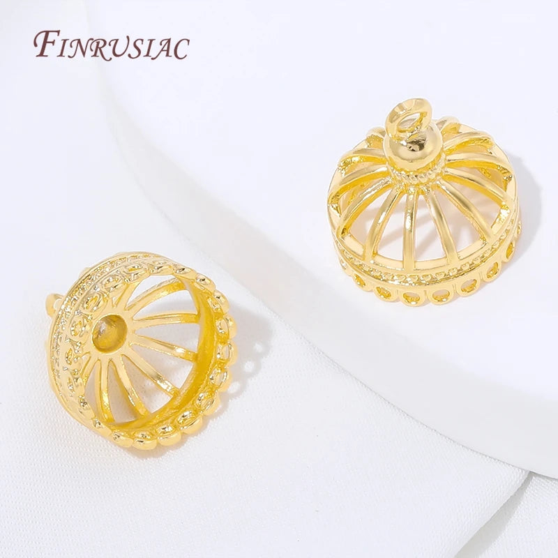 18K Gold Plated Filigree Dome Earring Caps | DIY Jewelry Findings Earring Bead Caps P3