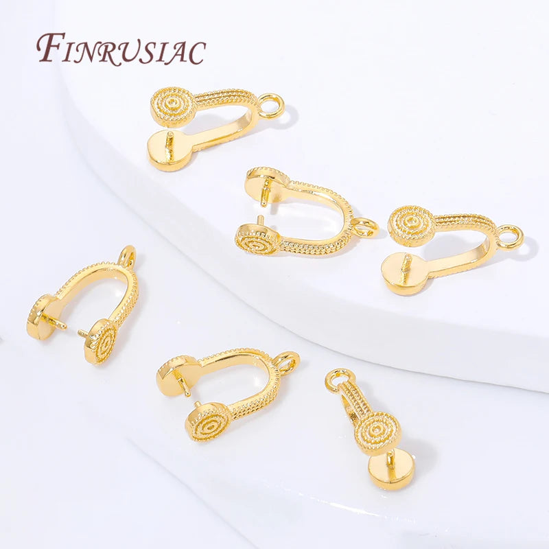 18K Gold Plated Brass Pinch Bails – Concentric Circle Pendant Clips Jewelry Findings P3