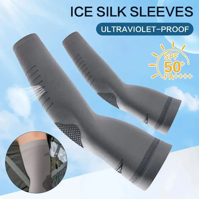 Ice Silk UPF 50+ Arm Sleeves – Cooling Sun Protection Cycling Cooling Arm Sleeves P3