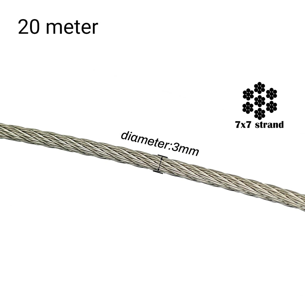 3mm 304 Stainless Steel Wire Rope 7x7 – 20M 30M 50M Cable Stainless Steel Wire Rope P3