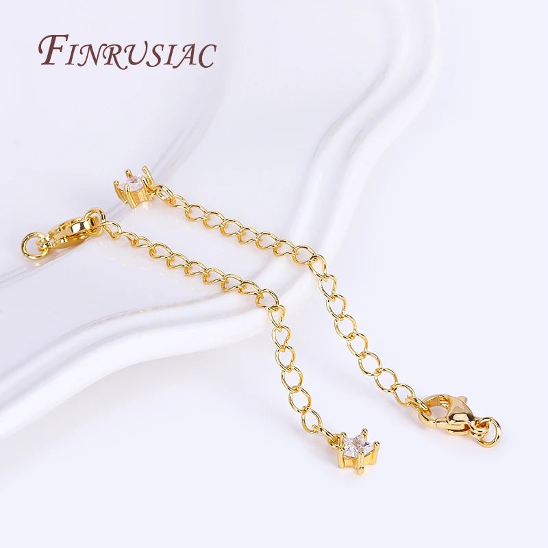 18K Gold Plated Brass Extension Chain Lobster Clasp – 8 Styles Jewelry Chain Extender P3 18K Real Gold Plated 70mm - 5 Pieces