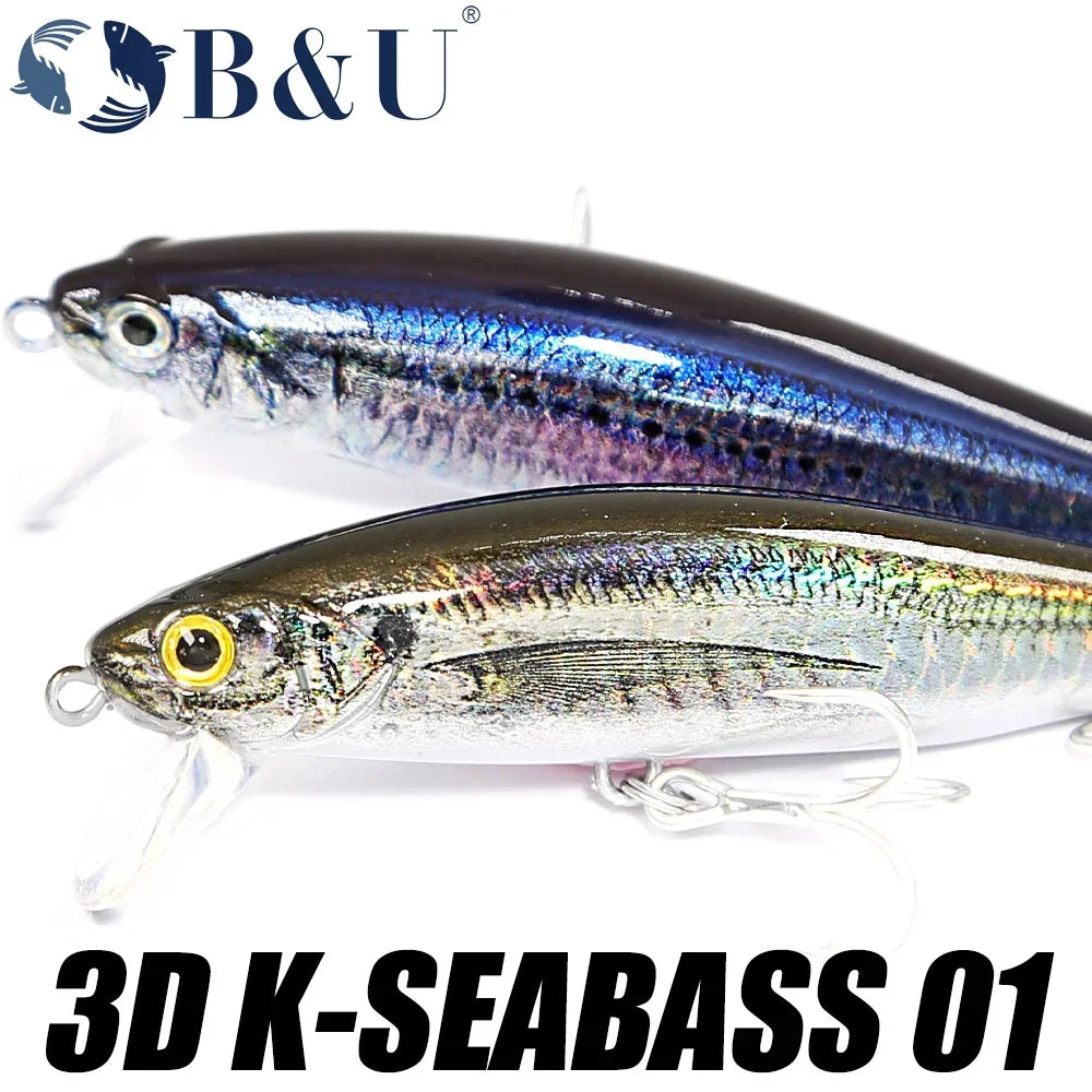 B&U 80mm Sinking Minnow Jerkbait – Saltwater Sea Bass Lure Saltwater Fishing Lure P3