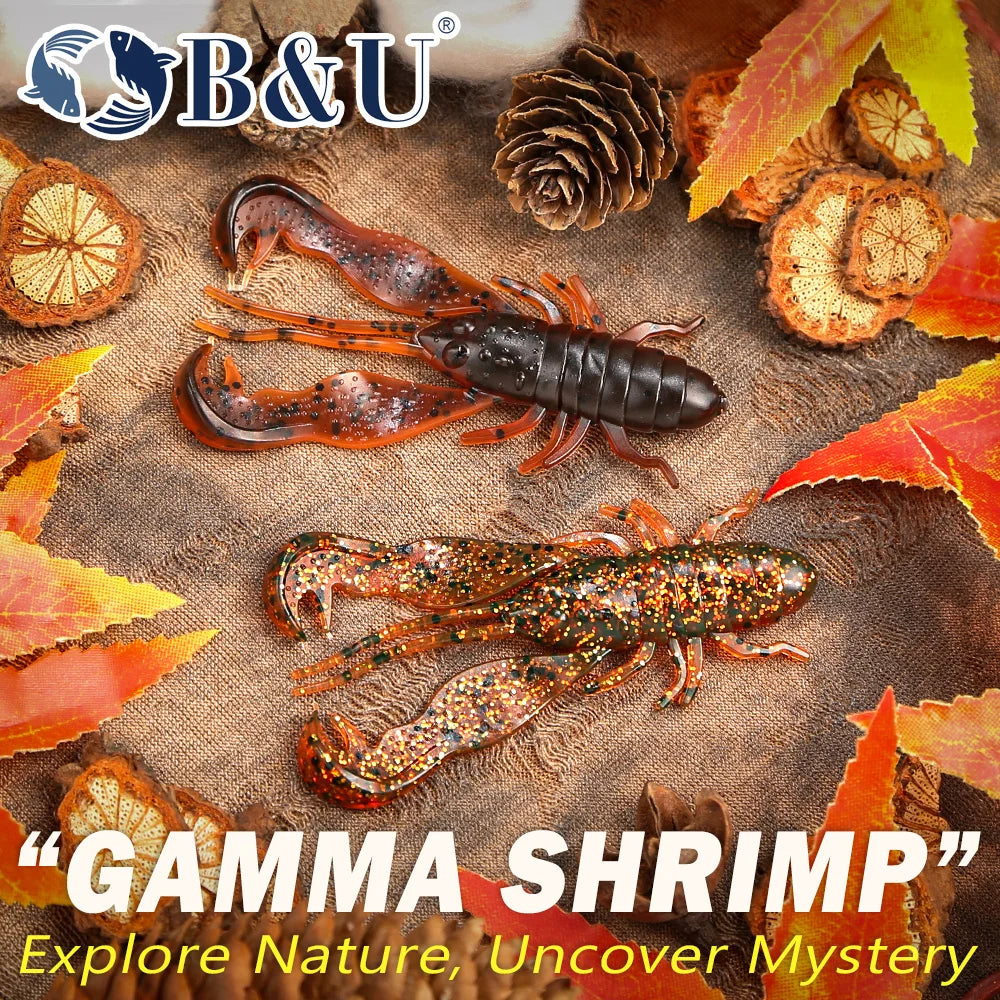 B&U Soft Craw Shrimp Lures – Amino Acid Scented Bass Bait 6pk Soft Plastic Lure P3