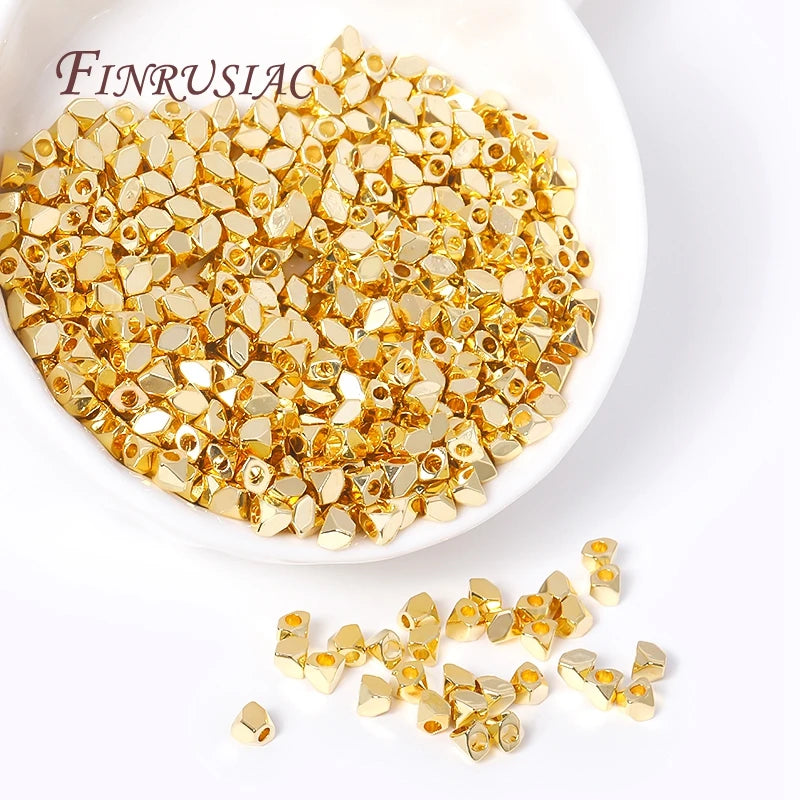 18K Gold Plated Rhombus Spacer Beads 3mm 4mm | Brass DIY Jewelry Spacer Beads P3