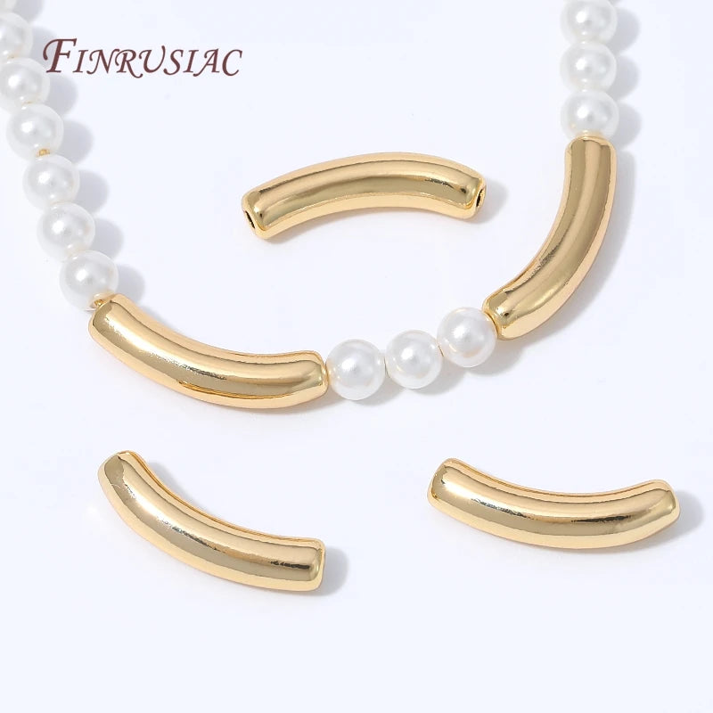 18K Gold Plated Curved Tube Spacer Beads – DIY Jewelry Findings Jewelry Spacer Beads P3